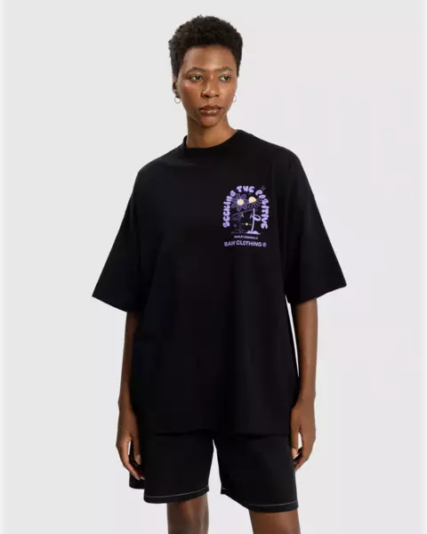 Camiseta Baw Oversized Smiley Positive Preto - comprar online