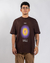 Camiseta Oversized Marrom Happines Vibrations