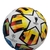 Bola de futebol da Champions League 2024, apresentando design colorido com estrelas e logotipo da competição.