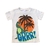 Playera blanca de niño con diseño de dinosaurio