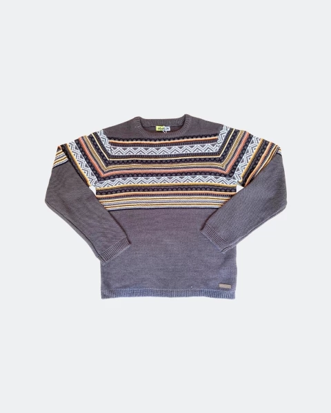 Suéter de Punto Gris con Detalles Multicolor - comprar en línea