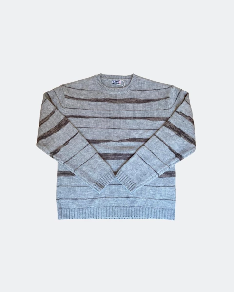 Suéter Gris con Franjas Texturizadas - comprar en línea