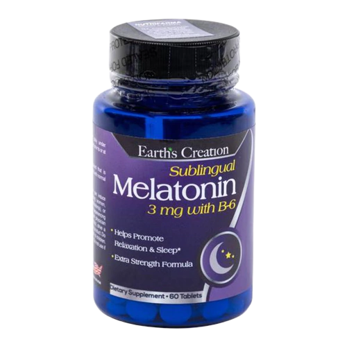 Melatonina 3mg com B-6 - 60 Caps (Earth's Creation)