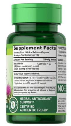 Milk Thistle (Silimarina) 1000mg - 100 Caps (Nature's Truth) - comprar online