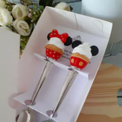 Kit Colher decorada com biscuit Cupcake Ratinhos