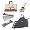 Espátula + Pinchos + Pinza + Delantal Denim+ Bolsa De Regalo