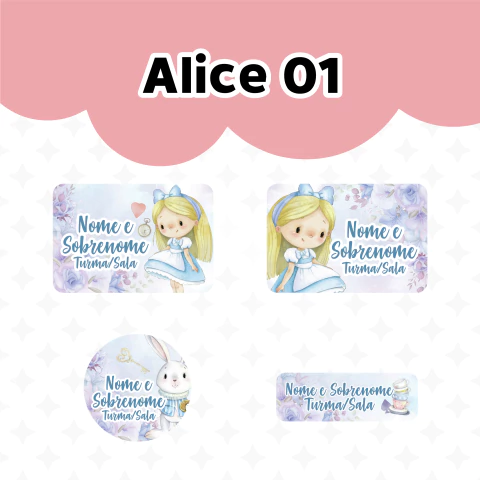 Adesivo Escolar Alice Personalizável - comprar online