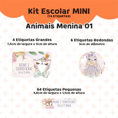 Adesivo Escolar Animais Menina 01 Personalizável na internet
