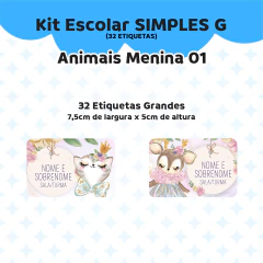 Adesivo Escolar Animais Menina 01 Personalizável - comprar online