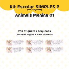 Adesivo Escolar Animais Menina 01 Personalizável