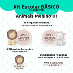 Adesivo Escolar Animais Menino 01 Personalizável - Coladinho Adesivos e Decorações