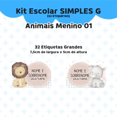 Adesivo Escolar Animais Menino 01 Personalizável - comprar online
