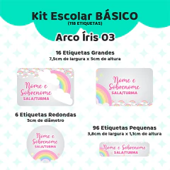 Adesivo Escolar Arco Íris 03 Personalizável - Coladinho Adesivos e Decorações