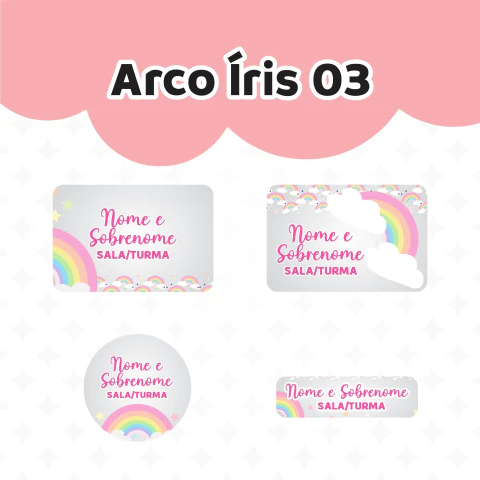 Adesivo Escolar Arco Íris 03 Personalizável - comprar online