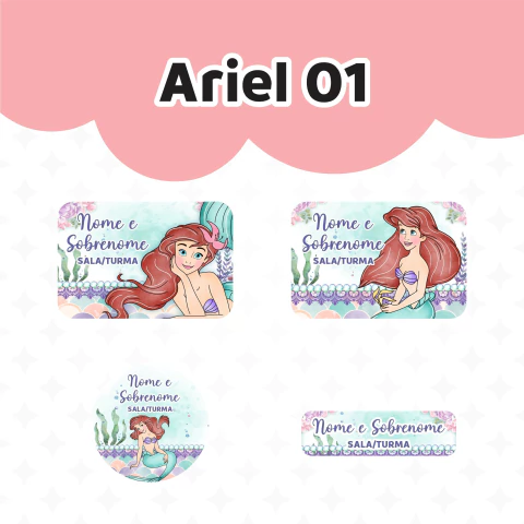 Adesivo Escolar Ariel Personalizável - comprar online