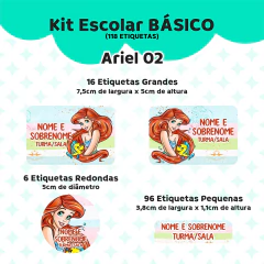Adesivo Escolar Ariel 02 Personalizável - Coladinho Adesivos e Decorações