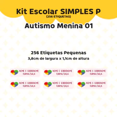 Adesivo Escolar Autismo Menina 01 Personalizável