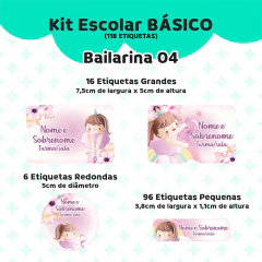 Adesivo Escolar Bailarina 04 Personalizável - Coladinho Adesivos e Decorações