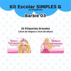 Adesivo Escolar Barbie 03 Personalizável - comprar online