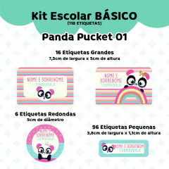 Adesivo Escolar Panda Puket 01 Personalizável - Coladinho Adesivos e Decorações