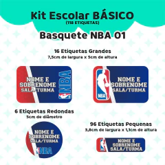 Adesivo Escolar Basquete NBA 01 - Personalizável - Coladinho Adesivos e Decorações