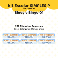 Adesivo Escolar Bluey e Bingo Personalizável