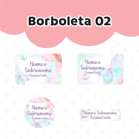Adesivo Escolar 02 Borboletas Personalizável - comprar online
