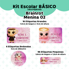 Adesivo Escolar Brainrot Menina 05 - Personalizável - Coladinho Adesivos e Decorações