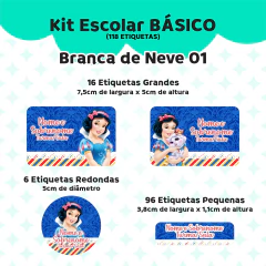 Adesivo Escolar Branca de Neve 01 Personalizável - Coladinho Adesivos e Decorações