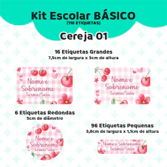 Adesivo Escolar Cereja Personalizável - Coladinho Adesivos e Decorações