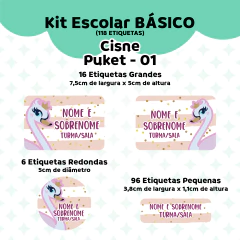 Adesivo Escolar Cisne Puket 01 Personalizável - Coladinho Adesivos e Decorações