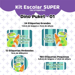 Imagem do Adesivo Escolar Dino Puket 01 Personalizável
