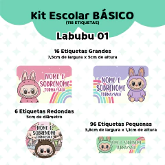 Adesivo Escolar Labubu 01 Personalizável - Coladinho Adesivos e Decorações