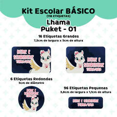 Adesivo Escolar Lhama Puket 01 Personalizável - Coladinho Adesivos e Decorações