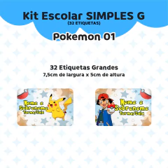 Adesivo Escolar Pokemon 01 Personalizável