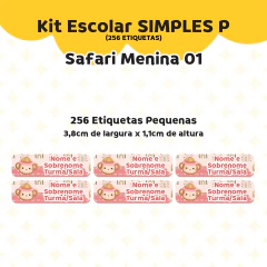 Adesivo Escolar Safari Menina 02 Personalizável