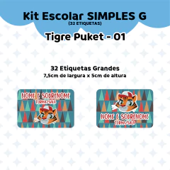 Adesivo Escolar Tigre Puket 01 Personalizável - comprar online