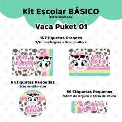 Adesivo Escolar Vaca Puket 01 - Personalizável - Coladinho Adesivos e Decorações