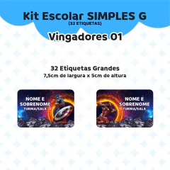 Adesivo Escolar Vingadores 01 Personalizável - comprar online