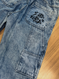 Imagem do CALÇA BAGGY CARPINTEIRO JEANS ACID WASH TRIP SIDE