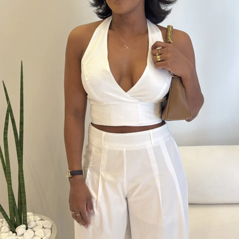 Top decote Jany Off white - comprar online