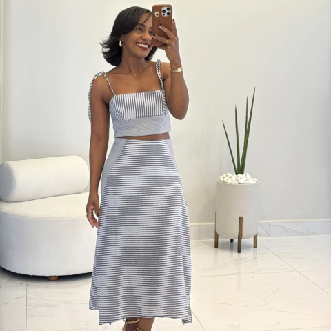 Saia Listras Liz Azul - comprar online