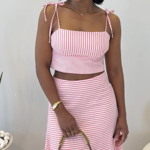 Cropped Listras Lua Rosa - comprar online