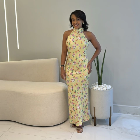 Vestido Longo Patricia Verde/florido - comprar online