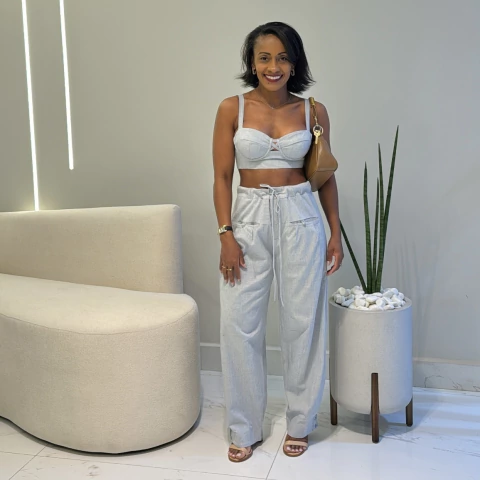 Conjunto em algodão Juh Cinza - comprar online