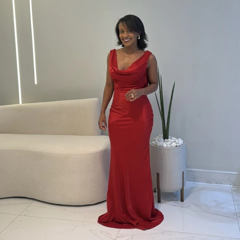 Vestido Longo Poly Vermelho - comprar online