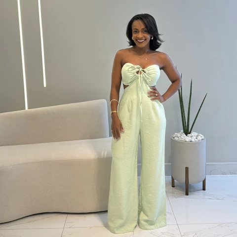 Macacão com amarração Elza Verde - comprar online