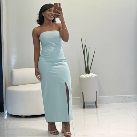 Vestido mídi recortes gelado Verde claro - comprar online