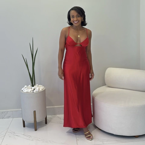 Vestido Midi busto Vermelho - comprar online