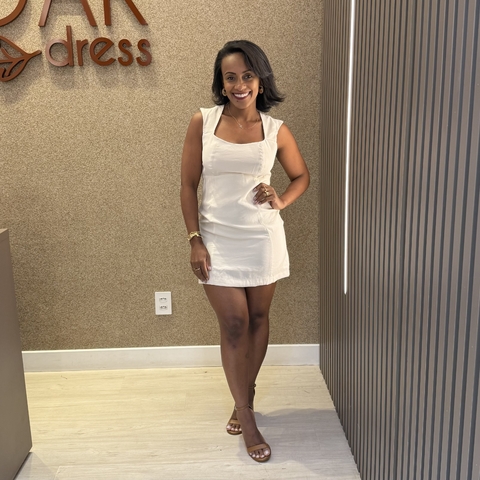 Vestido curto Andreia bege - comprar online